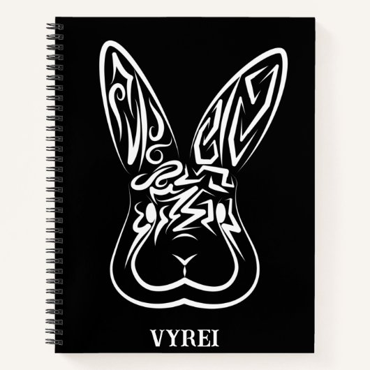 Carnet Lapin tribal noir et blanc (Devant)