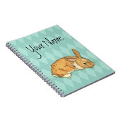 Carnet Lapin turquoise de motif de diamant (Côté Droit)