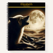 Carnet L'appel d'un loup solitaire sous une lune radieuse (Devant)