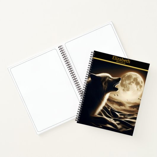 Carnet L'appel d'un loup solitaire sous une lune radieuse (Intérieur)