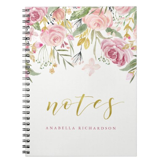 Carnet L'aquarelle fleurit rose de | et notes florales de (Devant)
