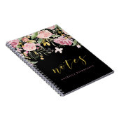 Carnet L'aquarelle fleurit rose et or de | floraux sur le (Côté Droit)