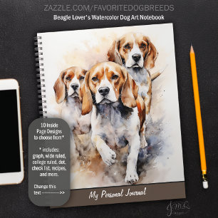 Carnet L'art de chien aquarelle pour amateur de Beagle