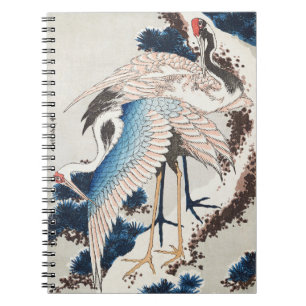 Carnet L'art japonais de Hokusai Deux grues pin neigeux