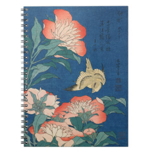 Carnet L'art japonais de Hokusai Pivoines et Canari