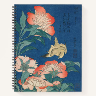 Carnet L'art japonais de Hokusai Pivoines et Canari