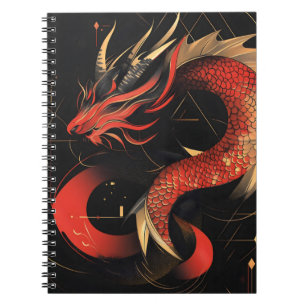 Carnet L'art majestueux du Dragon chinois rouge et or