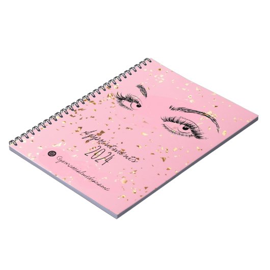 Carnet Lash extension Lashes Gold Parties scintillant Nom (Côté gauche)