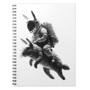 Carnet L'astronaute Bunny chevauchant un lapin dans l'esp