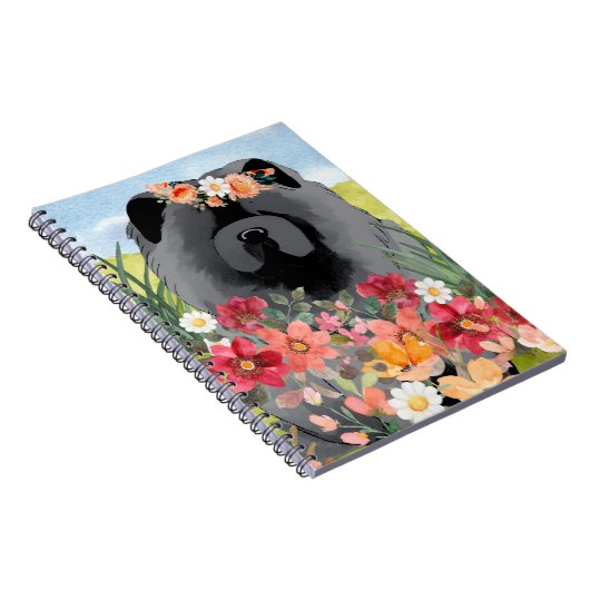 Carnet LAVAGE EN noir clair - Chien de Chow bleu (Côté Droit)