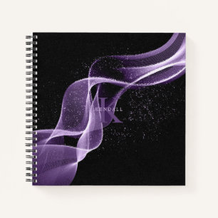 Carnet Lavande de monogramme à ondes lumineuses et Stardu