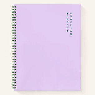 Carnet Lavande esthétique et nom vertical Turquoise