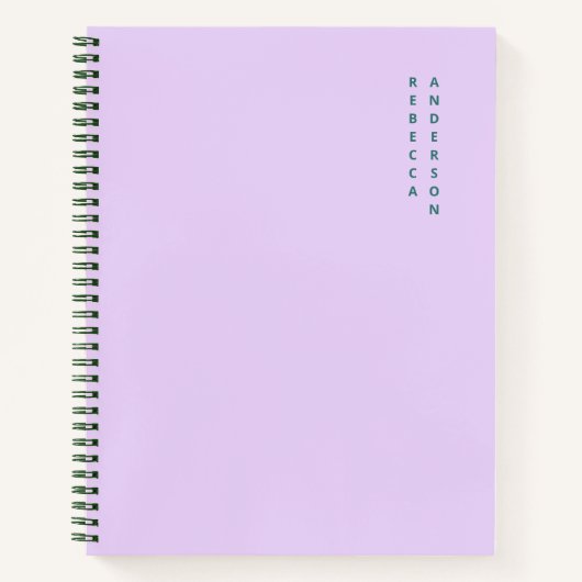 Carnet Lavande esthétique et nom vertical Turquoise (Devant)