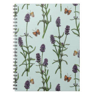 Carnet Lavande et papillons sur verre de mer
