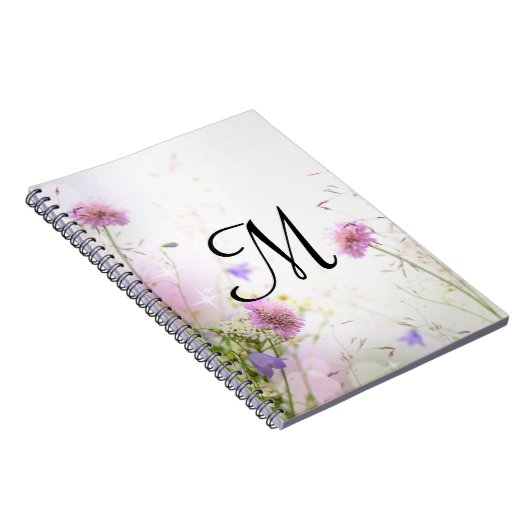 Carnet Lavande Fleurs sauvages Monogramme Note initiale L (Côté Droit)