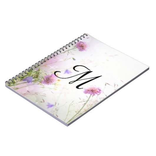 Carnet Lavande Fleurs sauvages Monogramme Note initiale L (Côté gauche)