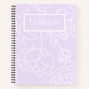 Carnet Lavande Floral Pastel Ligne élégante Fleurs d'Art