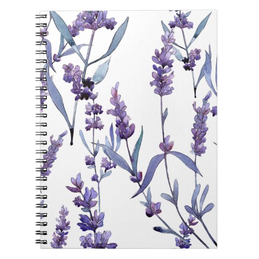 Carnet Lavande Florale sur blanc (Devant)