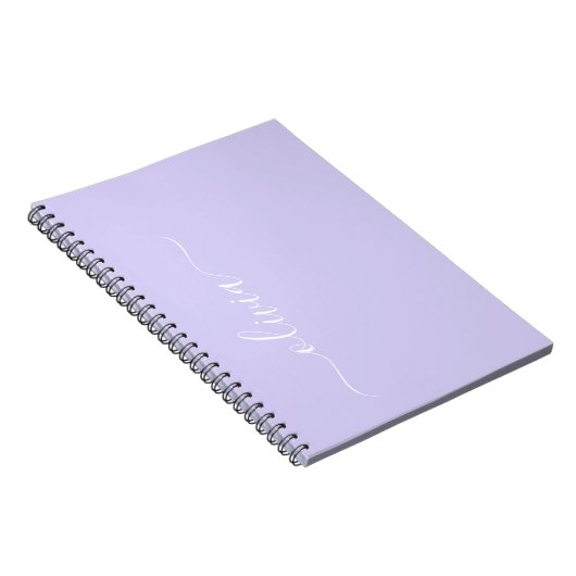 Carnet Lavande Purple Script Moderne Fille Monogramme Nom (Côté Droit)