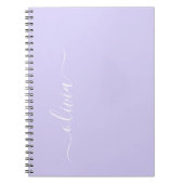 Carnet Lavande Purple Script Moderne Fille Monogramme Nom (Devant)
