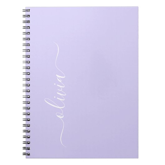 Carnet Lavande Purple Script Moderne Fille Monogramme Nom (Devant)