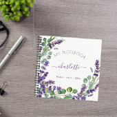 Carnet Lavande violet eucalyptus floral script