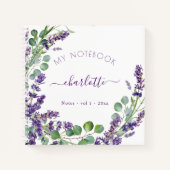 Carnet Lavande violet eucalyptus floral script (Devant)