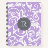 Carnet Lavande violet Monogramme Floral Papier Peint Moti (Devant)