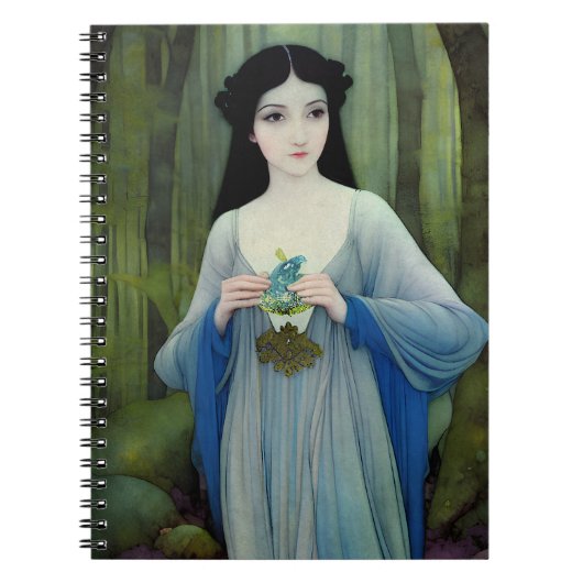 Carnet Lave-encre illustration de la belle femme à Woods (Devant)