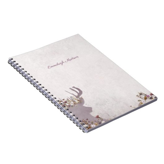 Carnet Lavender Deer Dreamy Boho Chic Monogramme (Côté Droit)