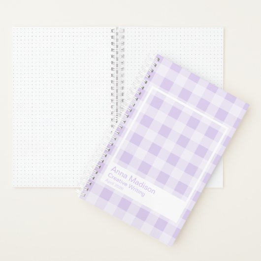 Carnet Lavender Gingham Transparent Frame Notebook (À l'intérieur)