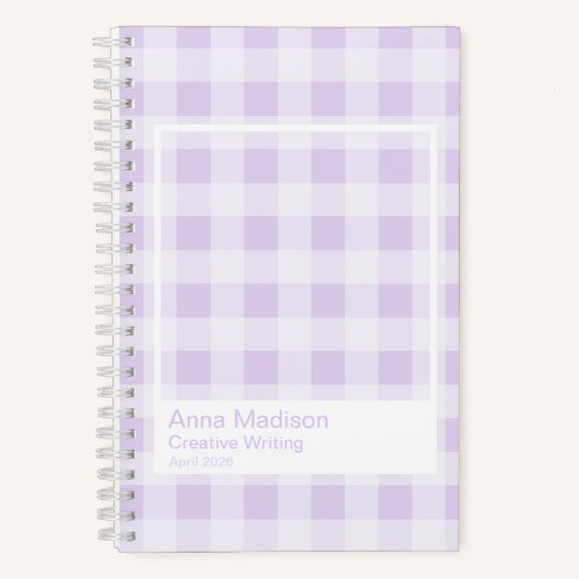 Carnet Lavender Gingham Transparent Frame Notebook (Recto)