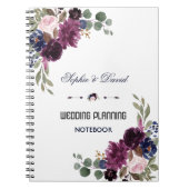 Carnet Lavender Navy Blue Floral Bloom Wedding planner (Devant)