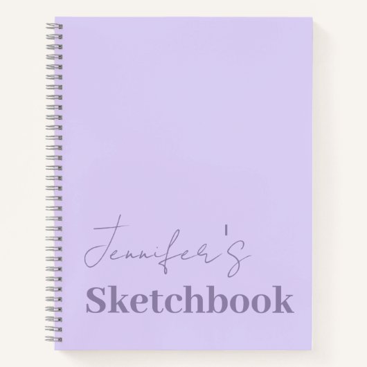 Carnet Lavender Purple Artiste Sketchbook Nom du script (Devant)