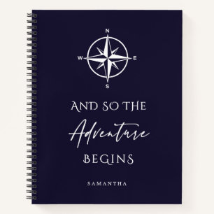 Carnet L'aventure commence Personnalisée Voyage bleu fonc