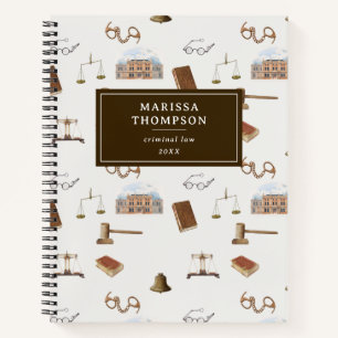 Carnet Law Scales Gavel Juridique Antique Motif