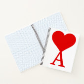 Carnet Le A initial avec un grand coeur rouge (Intérieur)