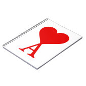 Carnet Le A initial avec un grand coeur rouge (Côté gauche)