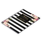 Carnet Le blanc noir barre le Guestbook floral de mariage (Côté gauche)