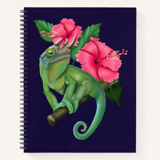 Carnet Le caméléon de Jackson avec Hibiscus (Devant)