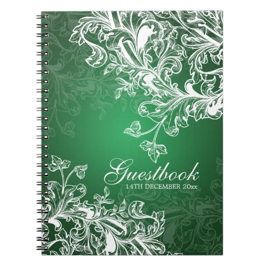Carnet Le cru de Guestbook de mariage tourbillonne vert (Devant)