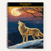 Carnet Le loup hurle à la lune au crépuscule (Devant)