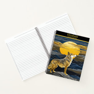 Carnet Le loup hurle sous une lune brillante