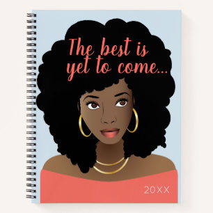 Carnet Le meilleur est encore à venir! Femme noire, Bleu