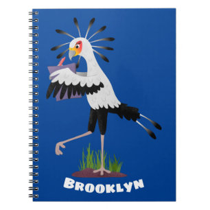 Carnet Le mignon secrétaire oiseau écrire des notes dessi