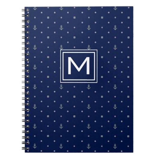 Carnet Le motif de pois d'Ancre | ajoutent votre initiale (Devant)