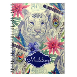 Carnet Le motif indien vintage de tigre de style