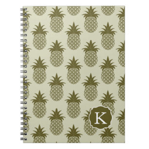 Carnet Le motif kaki d'ananas ajoutent votre initiale