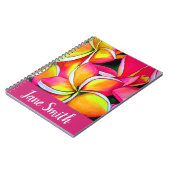 Carnet Le néon rose Frangipani Plumeria Beach art (Côté gauche)