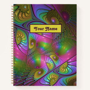 Carnet Le nom de fractale abstraite trippy lumineuse colo